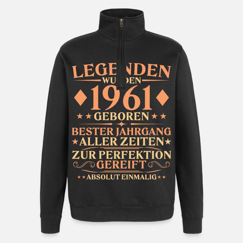 65e anniversaire Né en 1961 - Sweat à zip 1/4 - noir