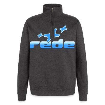 Frieden im Himmel: Flugzeug-Design - Quarter-Zip-Sweatshirt - Anthrazit - Vorne - AI Model Female 172 light (172cm) & AI Model Male 178 dark (178cm)