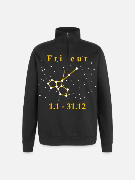 Coiffeur Zodiac Cadeau Coiffeur - Sweat à zip 1/4 - noir