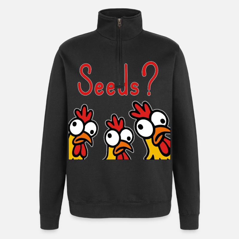 Crazy Chickens Eating Grains Hobby - Quarter-Zip Sweatshirt - black