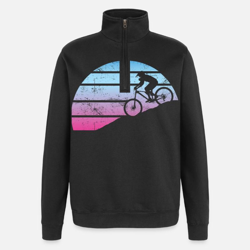 Fahhrrad Sunset - Quarter-Zip-Sweatshirt - Schwarz