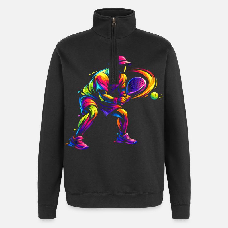 Padelspieler Geschenk Kinder Junge Leidenschaft - Quarter-Zip-Sweatshirt - Schwarz
