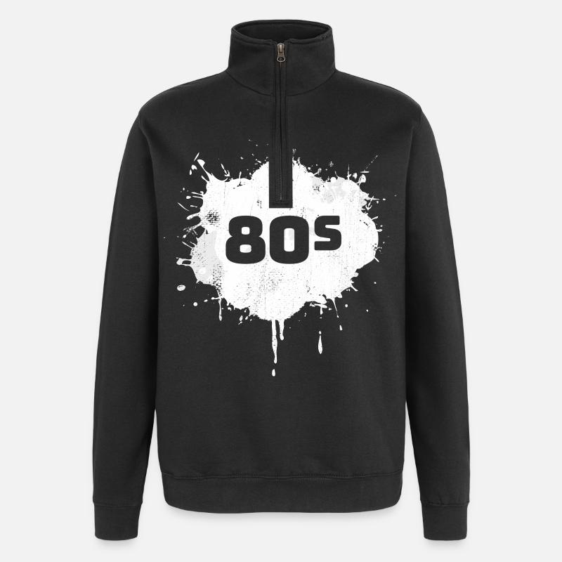 80er - Quarter-Zip-Sweatshirt - Schwarz