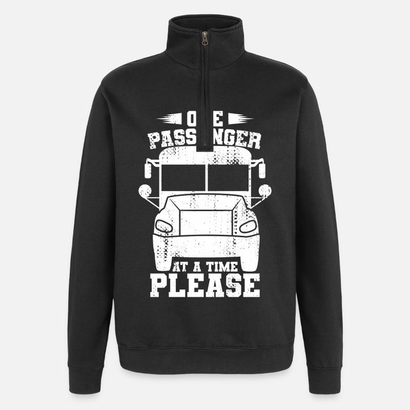 One Passenger at a Time Please - Quarter-Zip-Sweatshirt - Schwarz