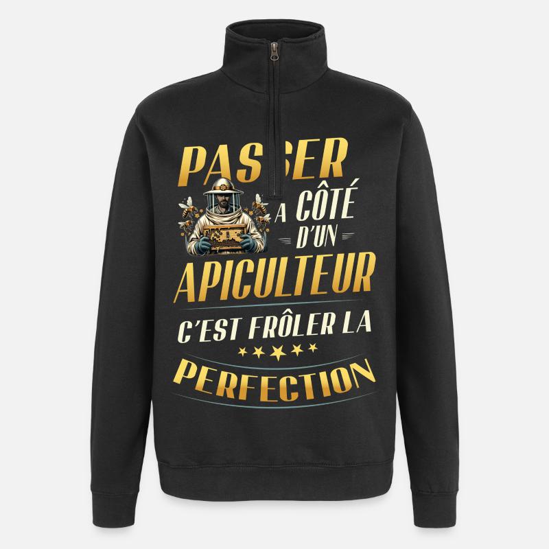 Imkergeschenk Nahe der Perfektion - Quarter-Zip-Sweatshirt - Schwarz