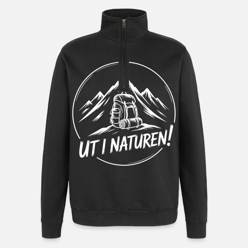 Abenteuer-Rucksackwandern - Quarter-Zip-Sweatshirt - Schwarz