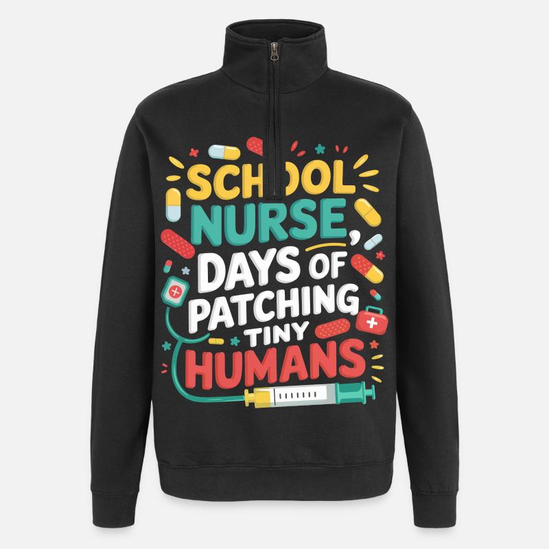 Minis patchwork d’infirmière scolaire - Sweat à zip 1/4 - noir
