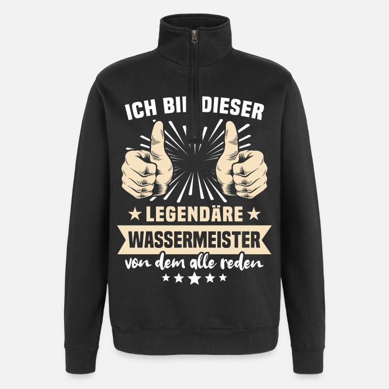 Wassermeister Sprüche - Quarter-Zip-Sweatshirt - Schwarz