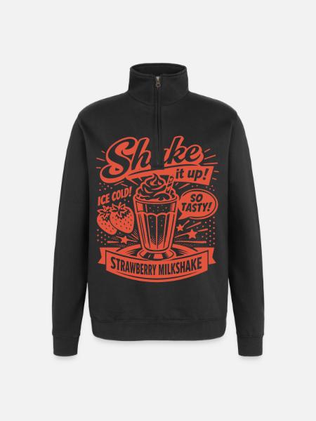 Strawberry Milkshake 50s Retro Design - Quarter-Zip Sweatshirt - black