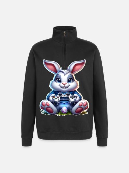 Easter Bunny Gaming Gamer - Quarter-Zip Sweatshirt - black