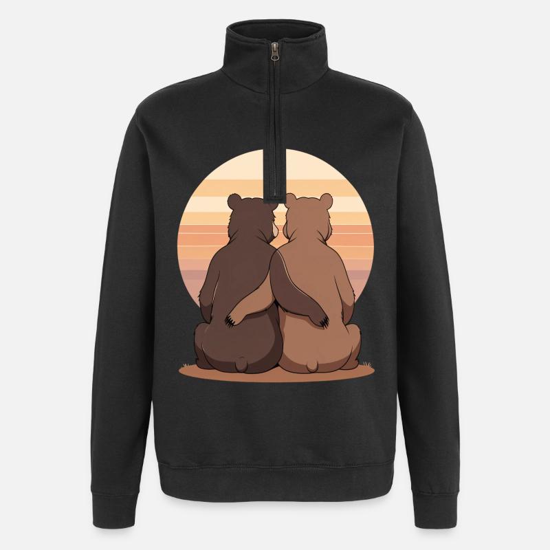 Sonnenuntergangsduo der Bären - Quarter-Zip-Sweatshirt - Schwarz
