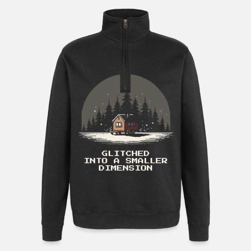 Dimension plus petite buggée | Micro-maison - Sweat à zip 1/4 - noir