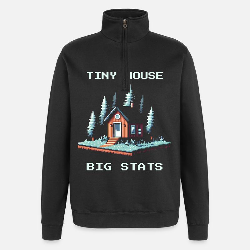 Tiny House, Big Values | Minimalism - Quarter-Zip Sweatshirt - black