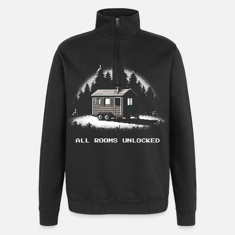 All rooms unlocked | Tiny House - Quarter-Zip Sweatshirt - black
