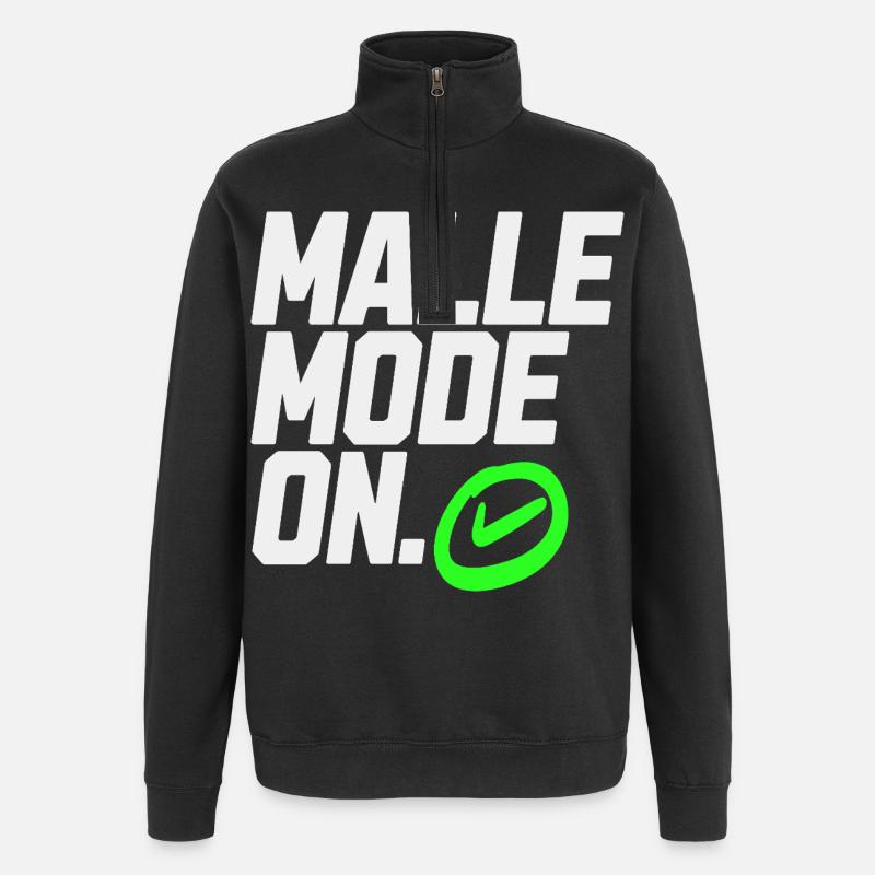 Mallemodus On – Graphique avec coche verte - Sweat à zip 1/4 - noir
