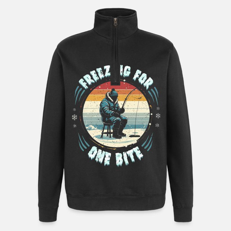 Pêche sur glace - Sweat à zip 1/4 - noir
