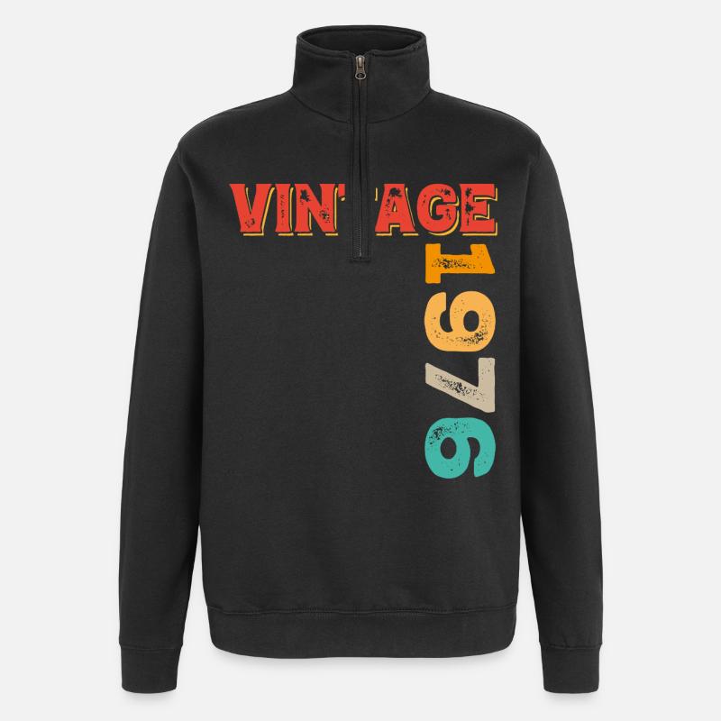 Årgang 1976 - Sweatshirt med 1/4 lynlås - sort