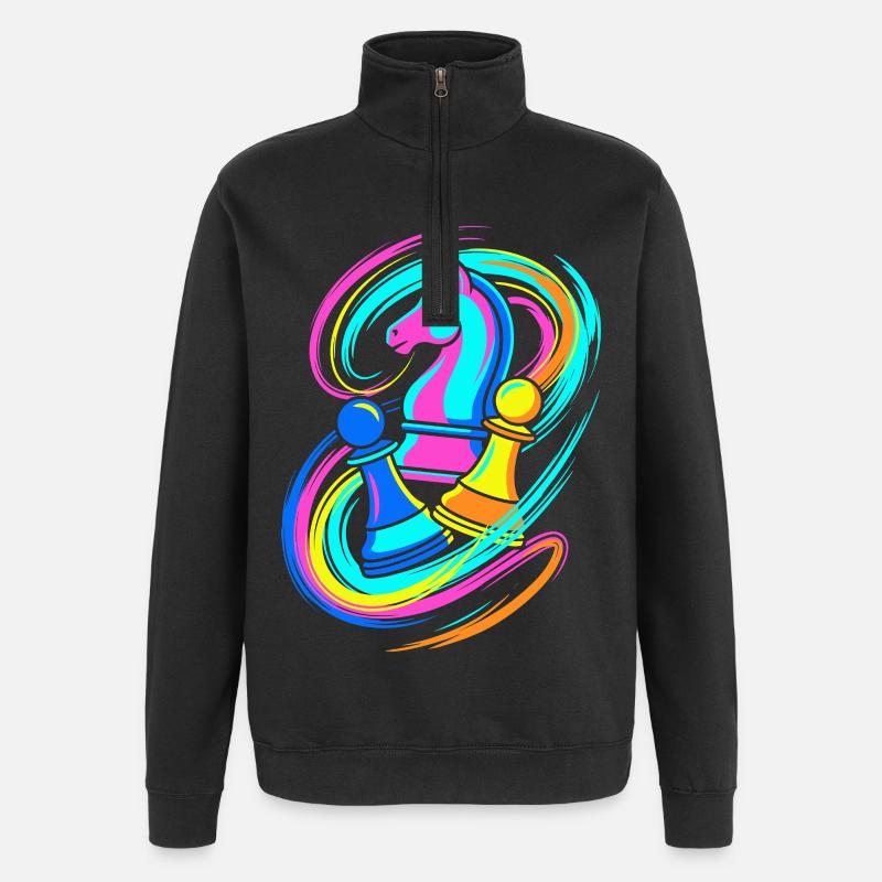 Échecs - Sweat à zip 1/4 - noir