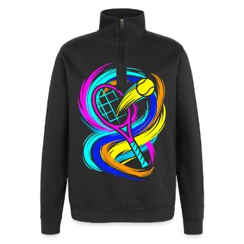 Tennis - Quarter-Zip-Sweatshirt - Schwarz - Vorne - AI Model Female 172 light (172cm) & AI Model Male 178 dark (178cm)