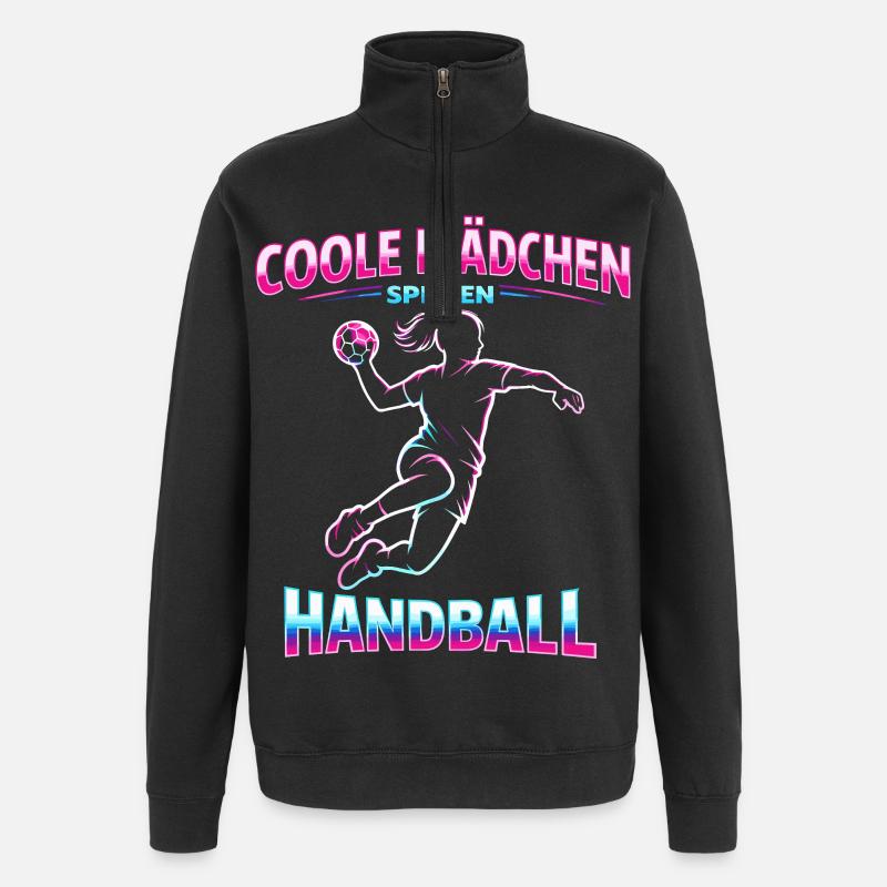 handball mädchen weihnachten geschenk - Quarter-Zip-Sweatshirt - Schwarz