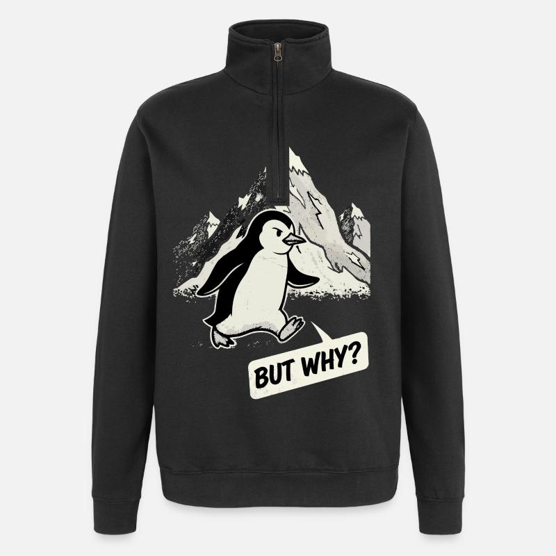 But Why Penguin - Quarter-Zip Sweatshirt - black
