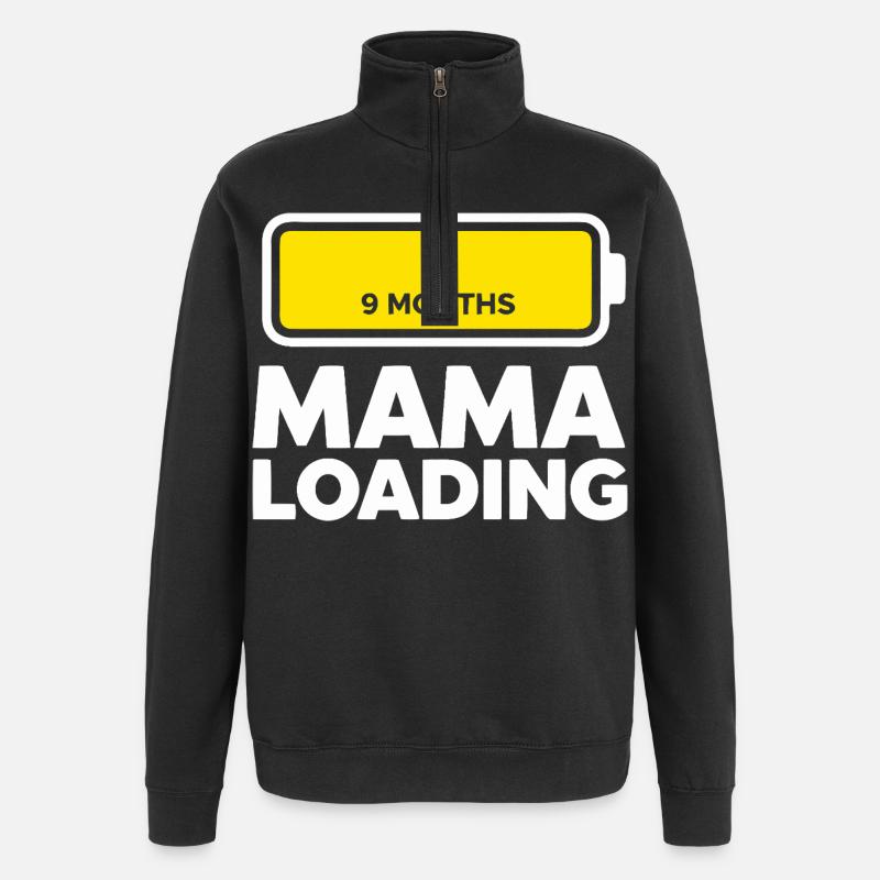 Mama Loading - Quarter-Zip Sweatshirt - black