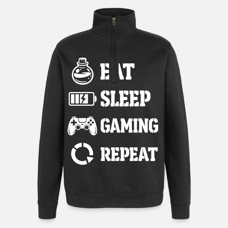 Eat Sleep Gaming Repeat – Pixel Symbolism - Quarter-Zip Sweatshirt - black