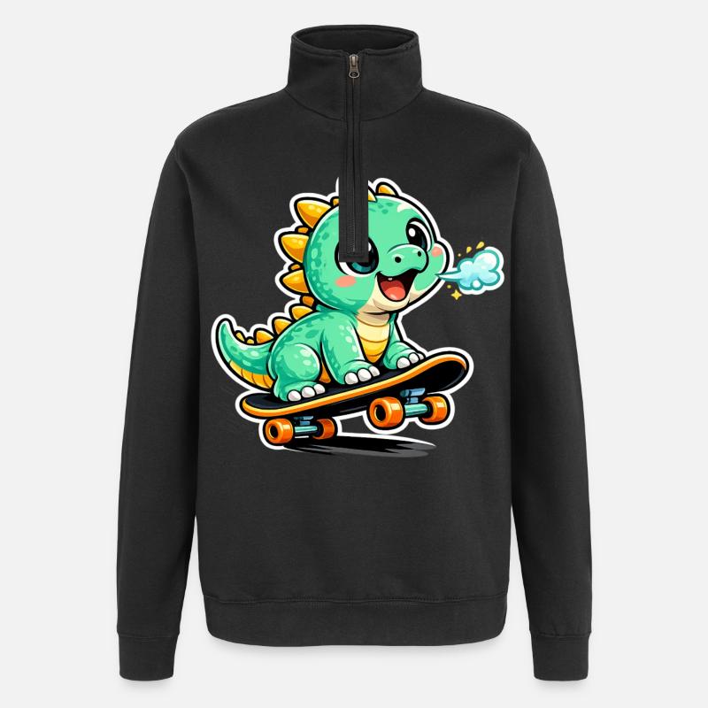 Héros du skateboard Dino vert - Sweat à zip 1/4 - noir