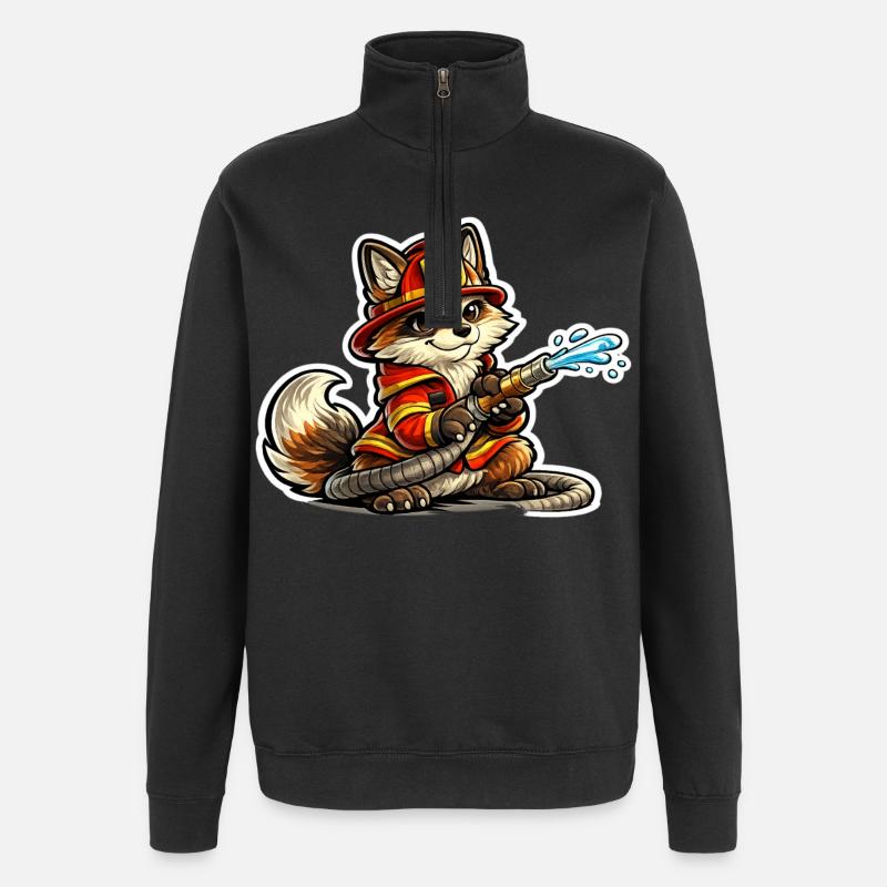 Fox firefighter hero in action - Quarter-Zip Sweatshirt - black
