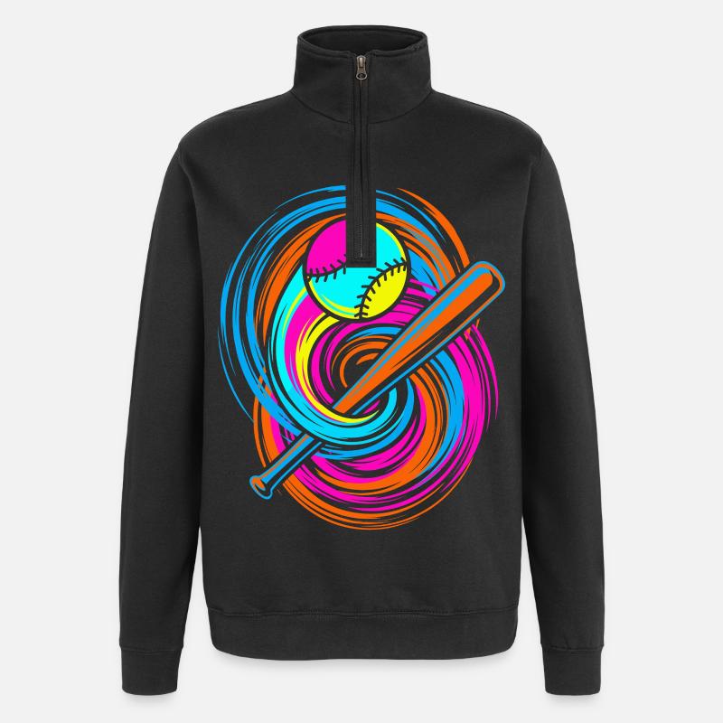Batte de baseball et balle - Sweat à zip 1/4 - noir