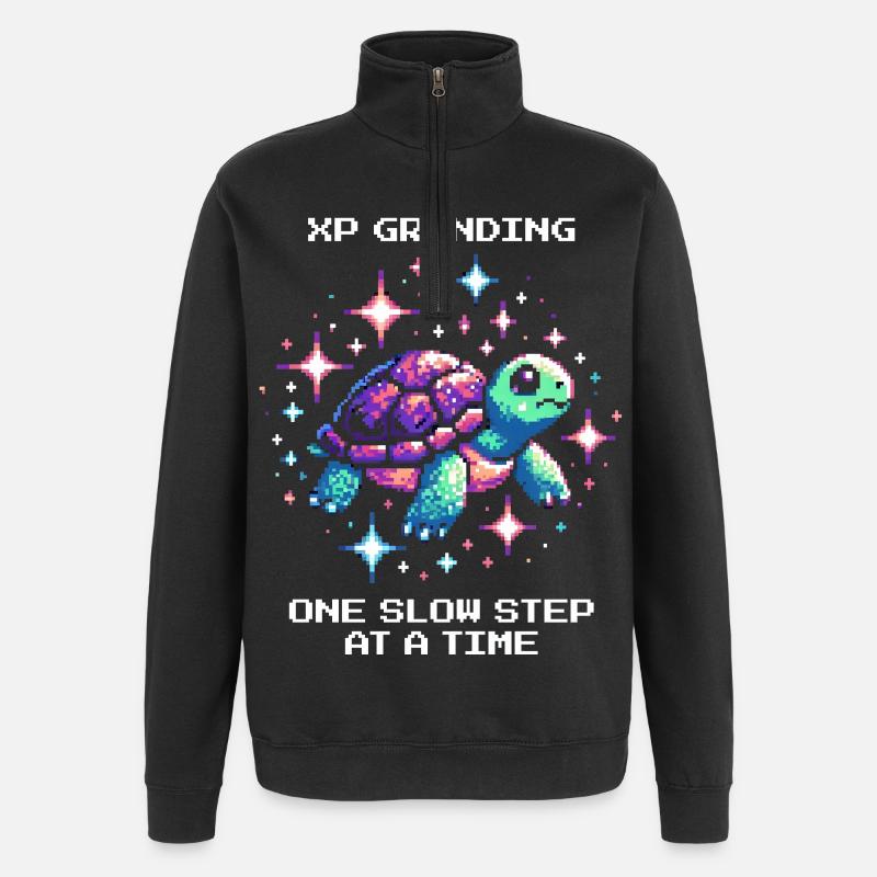 XP grinden | Schildkröte - Quarter-Zip-Sweatshirt - Schwarz
