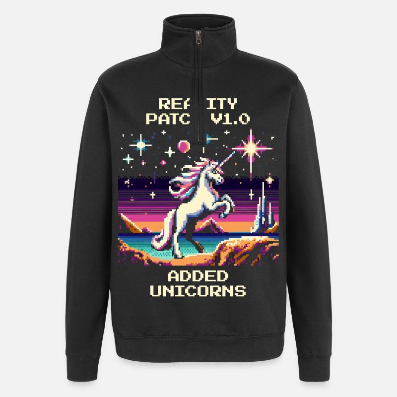 Reality Patch 1.0 | Tilføjet Unicorns - Sweatshirt med 1/4 lynlås - sort