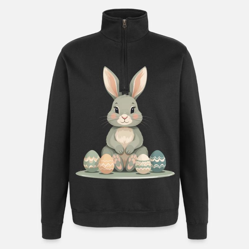 Pastel Bunny Easter Eggs - Quarter-Zip Sweatshirt - black