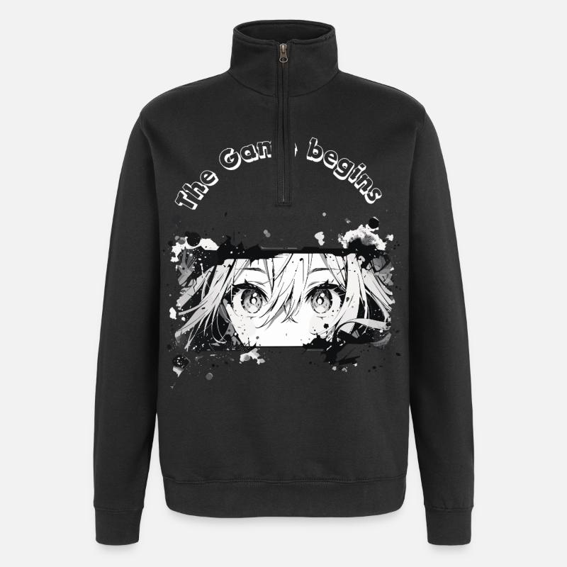 Gaming Anime Gift Idea - Quarter-Zip Sweatshirt - black