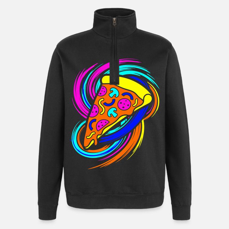 Tranche de pizza - Sweat à zip 1/4 - noir