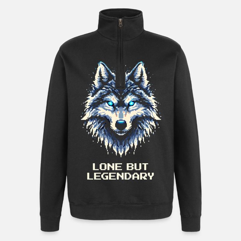 Lonely but legendary | Lone Wolf - Quarter-Zip Sweatshirt - black