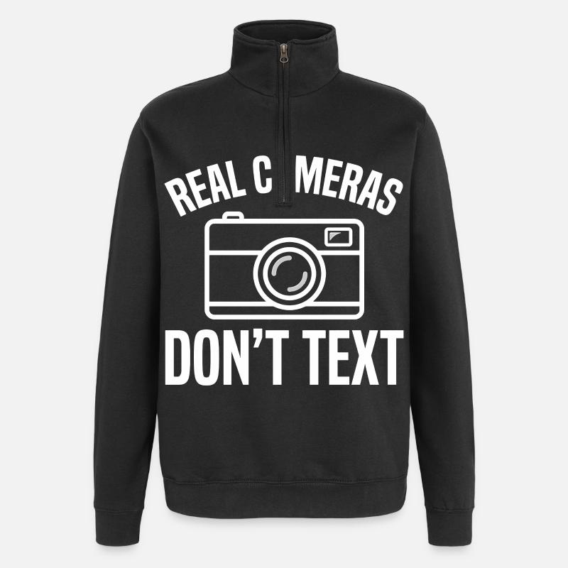 Real Cameras Don't Text Design - Quarter-Zip Sweatshirt - black