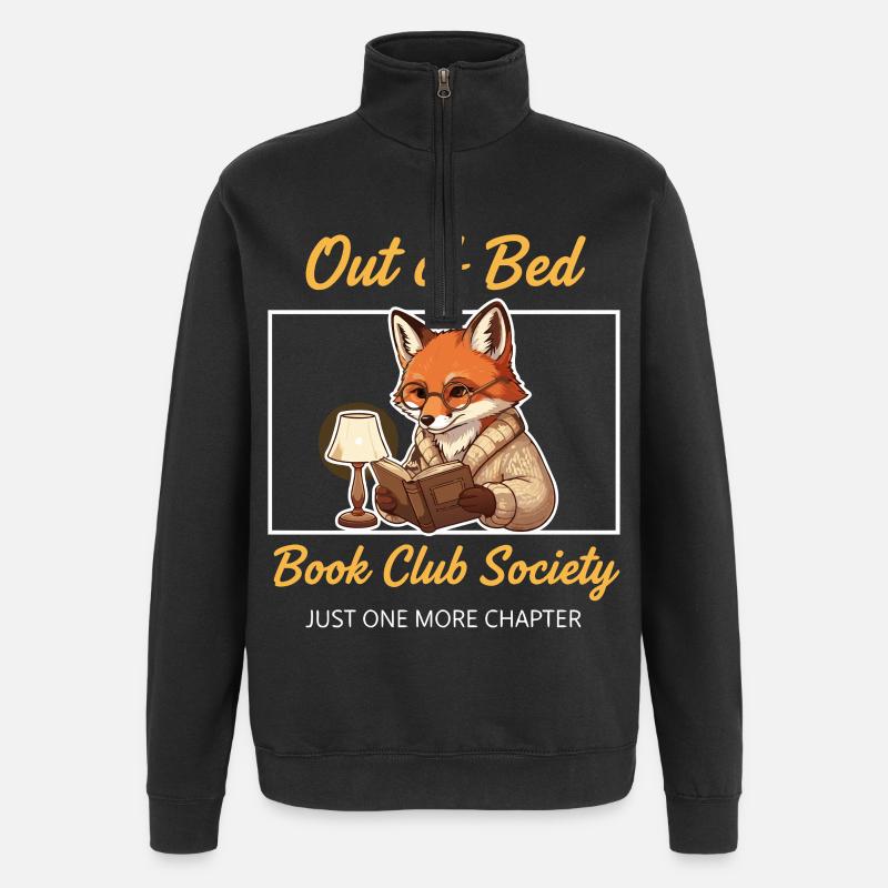 Fuchs Bücher lesen - Quarter-Zip-Sweatshirt - Schwarz