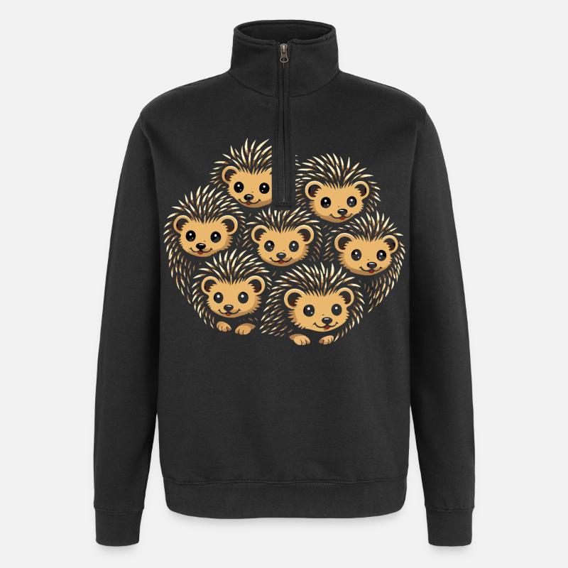 Bande de Hérissons Mignons - Sweat à zip 1/4 - noir