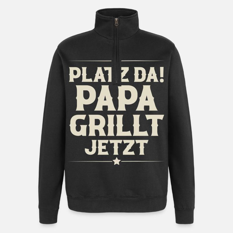 Papa Père Barbecue - Sweat à zip 1/4 - noir