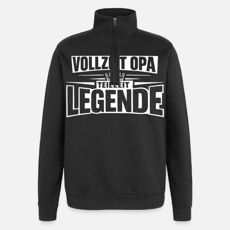 Full-time grandpa, part-time legend - Quarter-Zip Sweatshirt - black