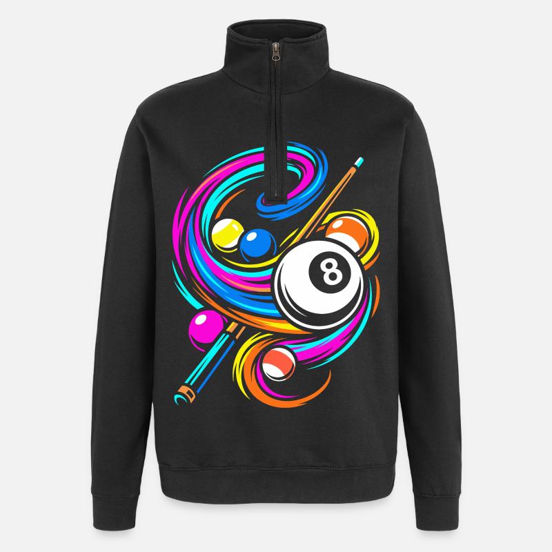 Boules de billard et queue - Sweat à zip 1/4 - noir