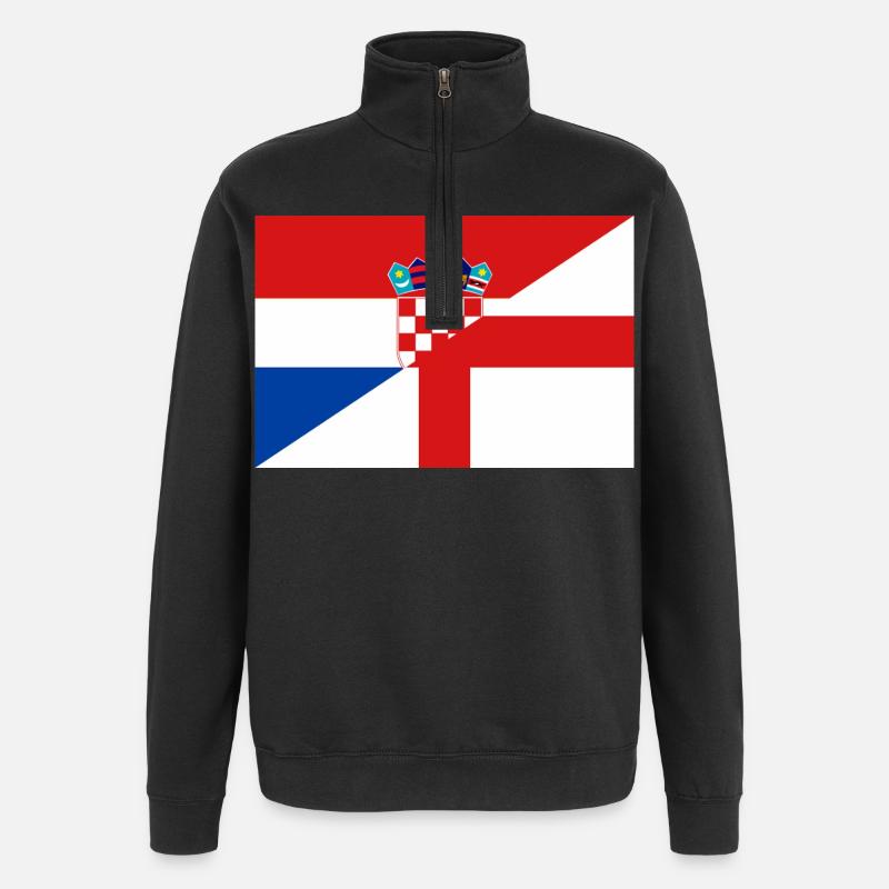 Drapeau de Croatie et Angleterre - Sweat à zip 1/4 - noir