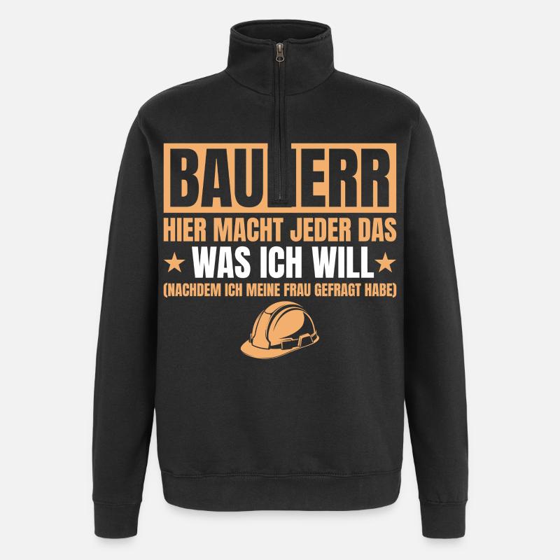 Builder Funny Gift House Construction Site - Quarter-Zip Sweatshirt - black