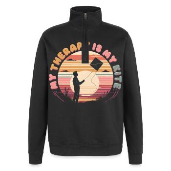 Drachen Drachensteigen - Quarter-Zip-Sweatshirt - Schwarz - Vorne - AI Model Female 172 light (172cm) & AI Model Male 178 dark (178cm)