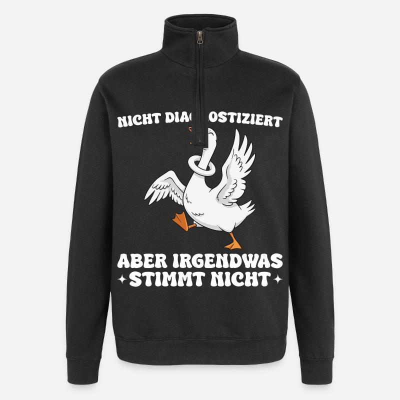 Funny goose saying Something's wrong - Quarter-Zip Sweatshirt - black