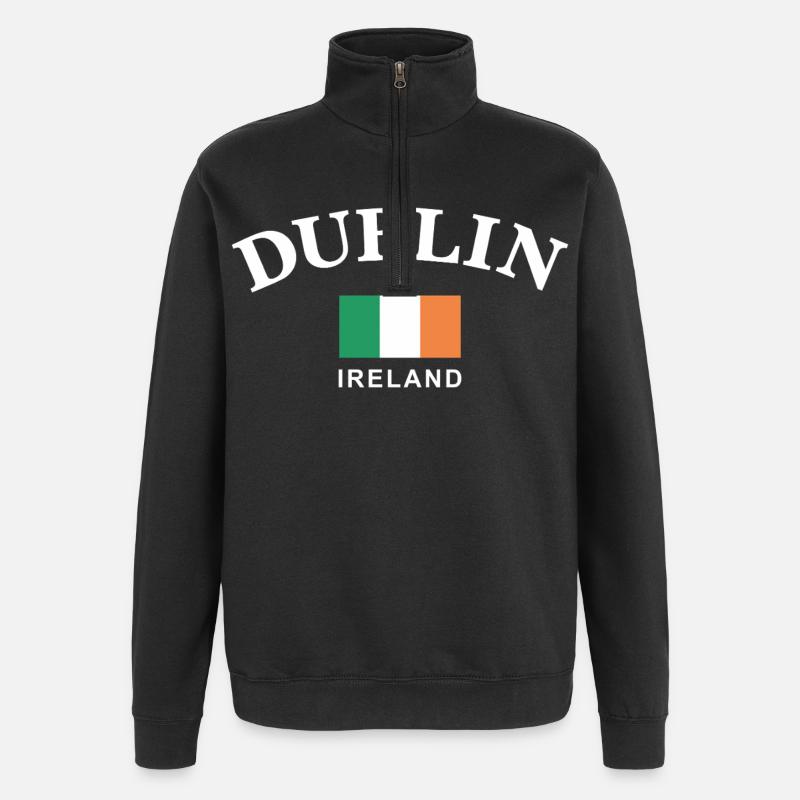 Dublin, Irlande - Sweat à zip 1/4 - noir