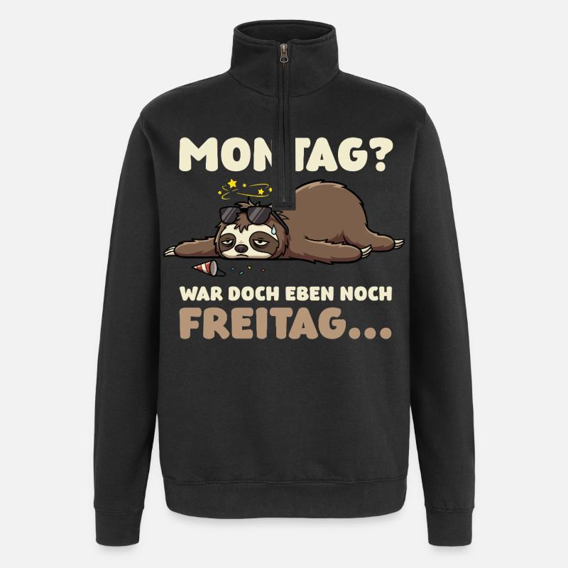 Lundi ? C’était juste vendredi – paresseuse - Sweat à zip 1/4 - noir