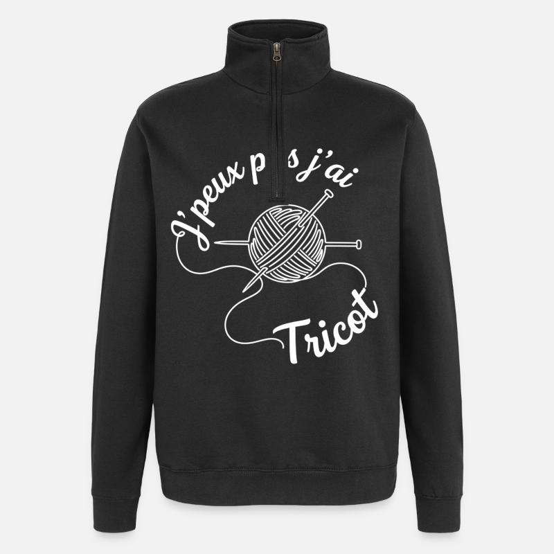 Wenn nicht, stricke ich - Quarter-Zip-Sweatshirt - Schwarz