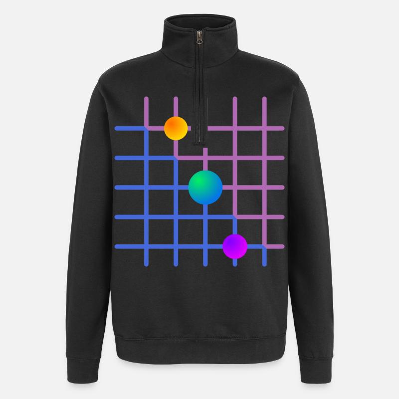 Gradient Grid with Paint Balls - Quarter-Zip Sweatshirt - black